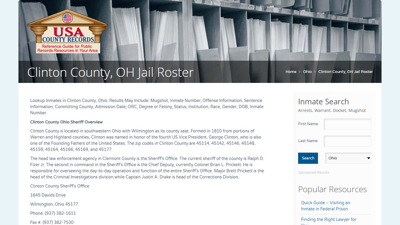 Clinton County, OH Jail Roster | Name Search